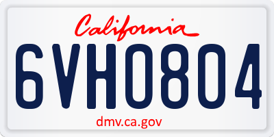 CA license plate 6VHO804