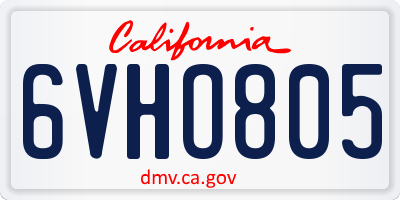 CA license plate 6VHO805