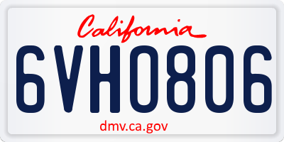 CA license plate 6VHO806