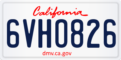 CA license plate 6VHO826