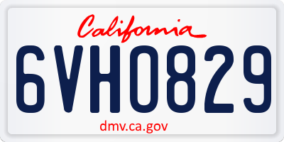 CA license plate 6VHO829