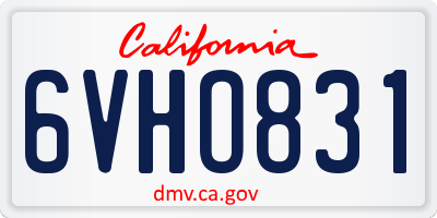 CA license plate 6VHO831
