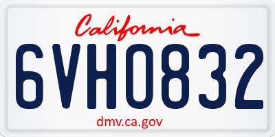 CA license plate 6VHO832