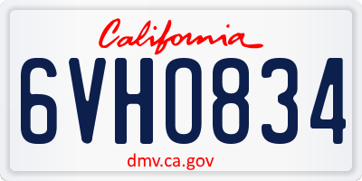 CA license plate 6VHO834