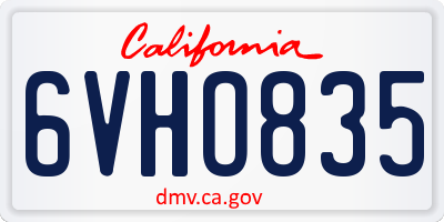 CA license plate 6VHO835