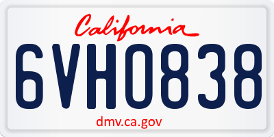CA license plate 6VHO838