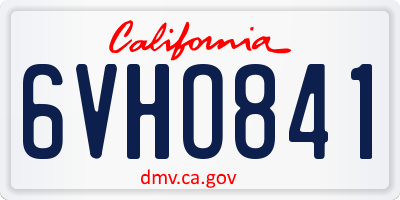 CA license plate 6VHO841