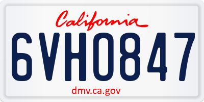 CA license plate 6VHO847