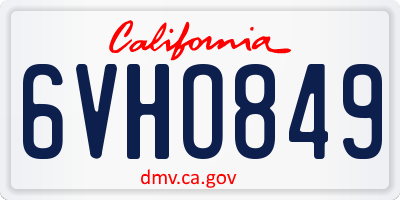 CA license plate 6VHO849