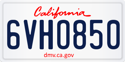 CA license plate 6VHO850