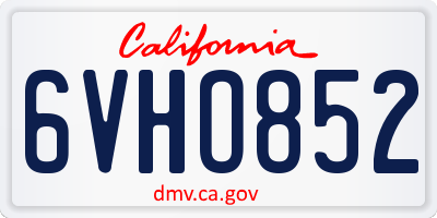 CA license plate 6VHO852