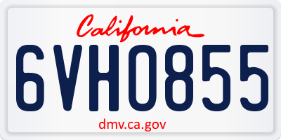CA license plate 6VHO855
