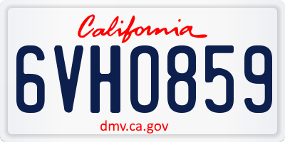 CA license plate 6VHO859