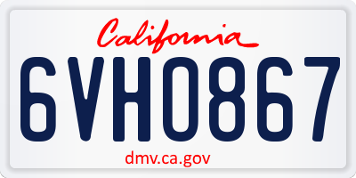 CA license plate 6VHO867