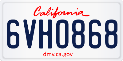 CA license plate 6VHO868