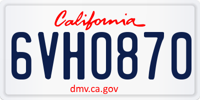 CA license plate 6VHO870