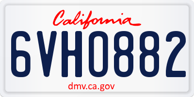 CA license plate 6VHO882