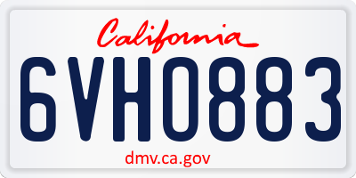 CA license plate 6VHO883