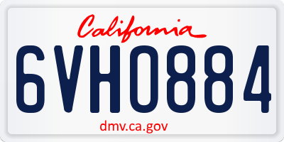 CA license plate 6VHO884