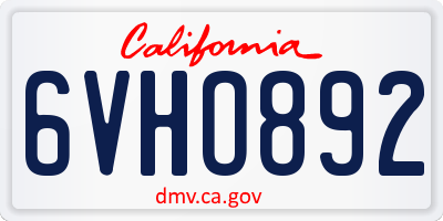 CA license plate 6VHO892