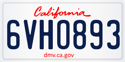 CA license plate 6VHO893