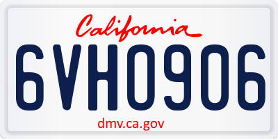 CA license plate 6VHO906