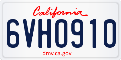 CA license plate 6VHO910