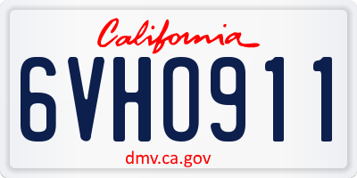 CA license plate 6VHO911