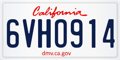 CA license plate 6VHO914