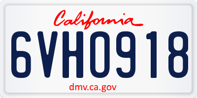 CA license plate 6VHO918