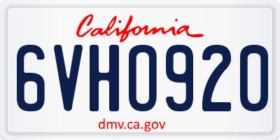 CA license plate 6VHO920