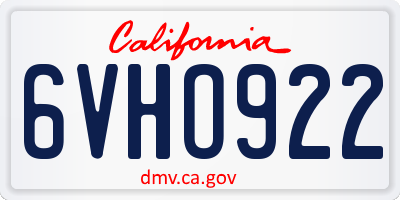CA license plate 6VHO922