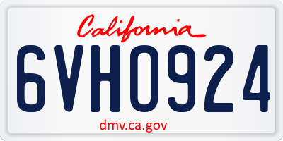 CA license plate 6VHO924