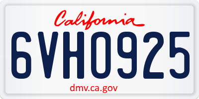CA license plate 6VHO925
