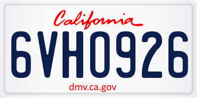 CA license plate 6VHO926