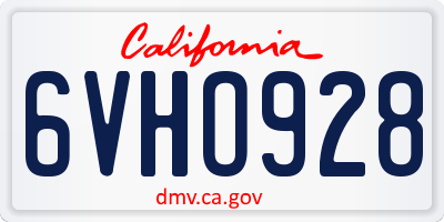 CA license plate 6VHO928