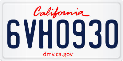 CA license plate 6VHO930