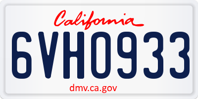 CA license plate 6VHO933