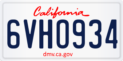 CA license plate 6VHO934