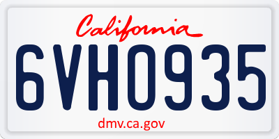 CA license plate 6VHO935