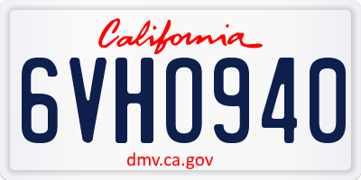 CA license plate 6VHO940