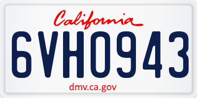 CA license plate 6VHO943