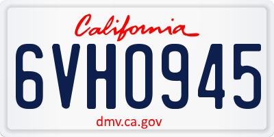 CA license plate 6VHO945