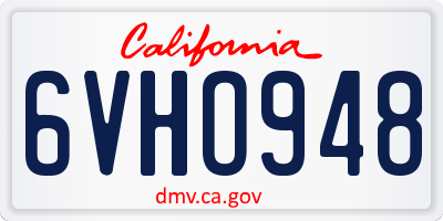 CA license plate 6VHO948