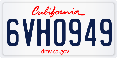 CA license plate 6VHO949
