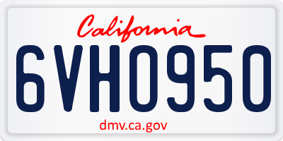 CA license plate 6VHO950