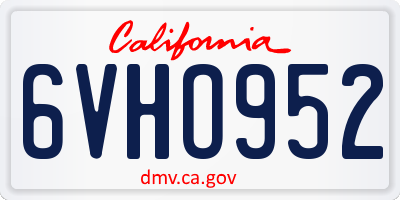 CA license plate 6VHO952