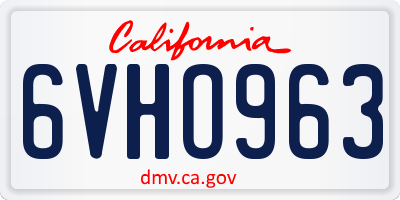 CA license plate 6VHO963