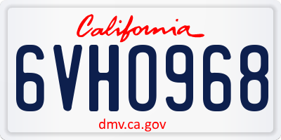 CA license plate 6VHO968