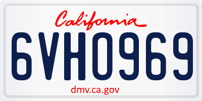 CA license plate 6VHO969